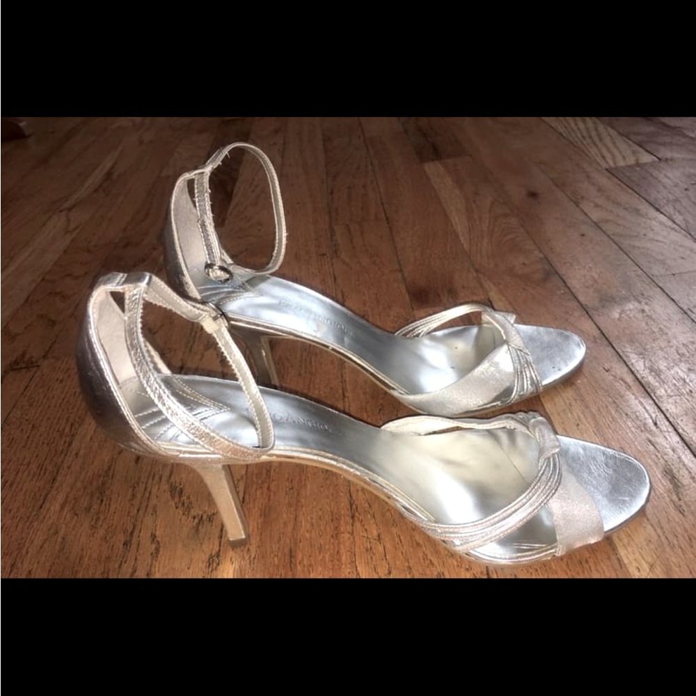 Silver Sandals high heels Size 8M.